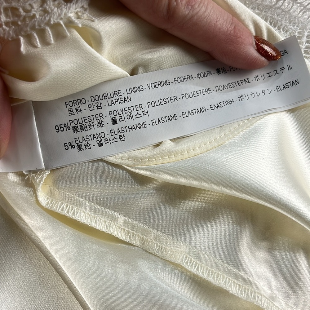 Zara Women Dress Midi White Lined Lace Women's Size S - Picture 5 of 12